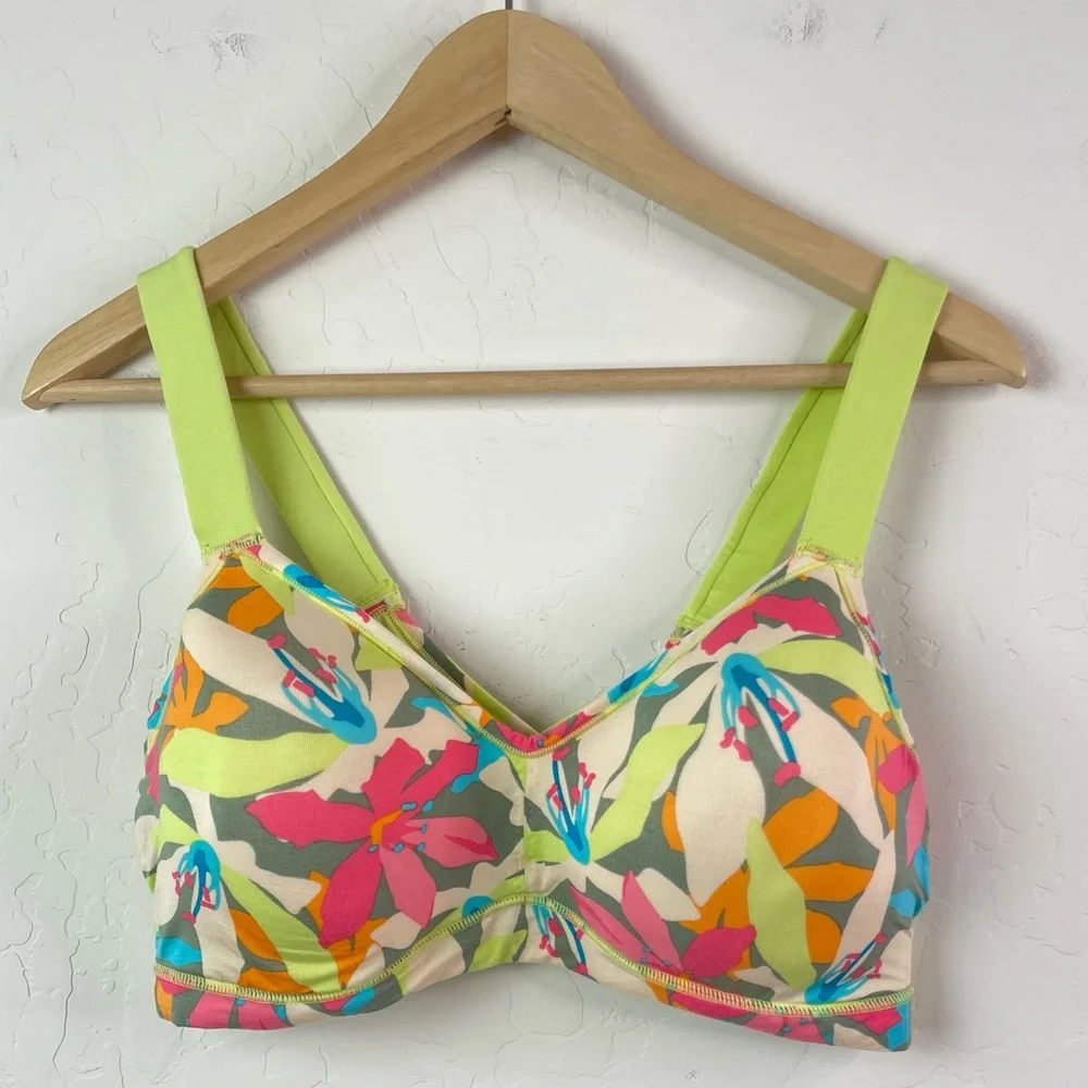 Kindly Yours Women's Comfort Modal Lounge Pullover Bra Tropical Floral Size XL - Picture 2 of 16